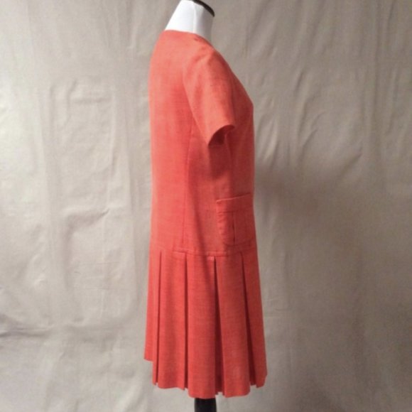 Vtg. 1960’s Howard Wolf Orange Dropwaist Dress - Picture 4 of 6